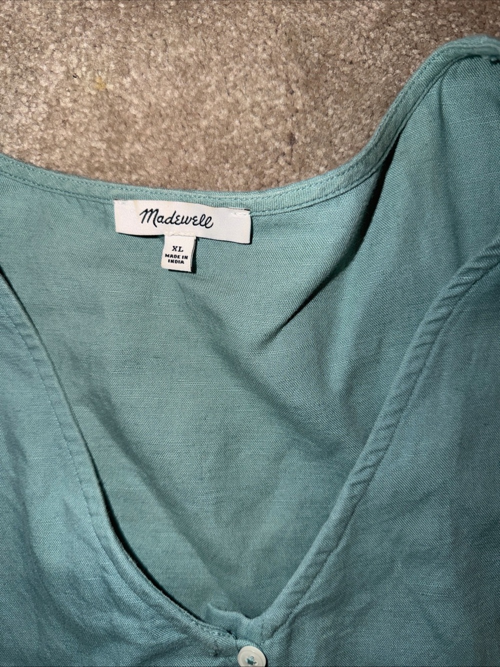 Madewell V-Neck Button Front Short Sleeve Dress Blue xl Alexandra button front - Picture 5 of 5